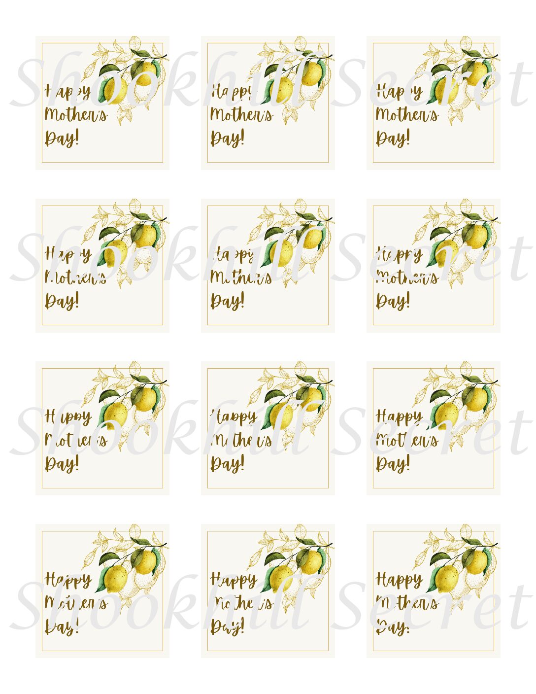 Mother's Day Lemon Square Label - Image 2