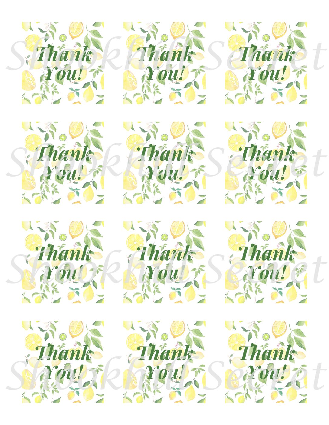 Thank You! Lemons Square Label - Image 2