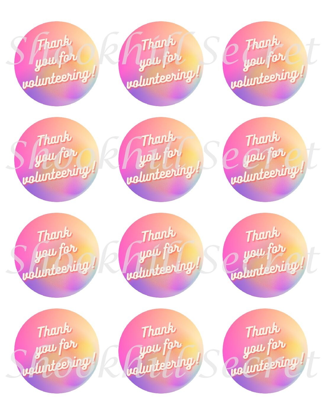 Thank you for Volunteering Round Label - Image 2