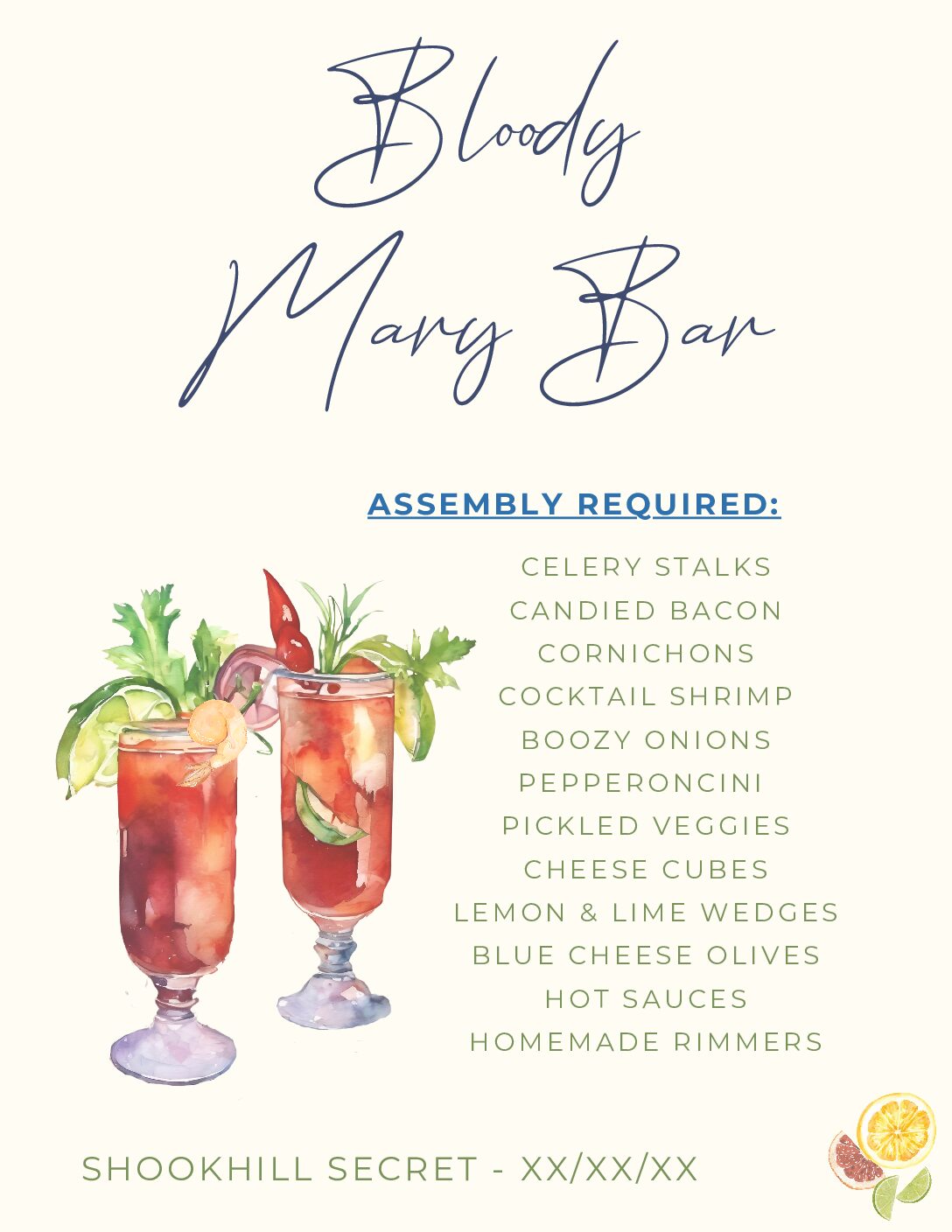 Bloody Mary Bar Template